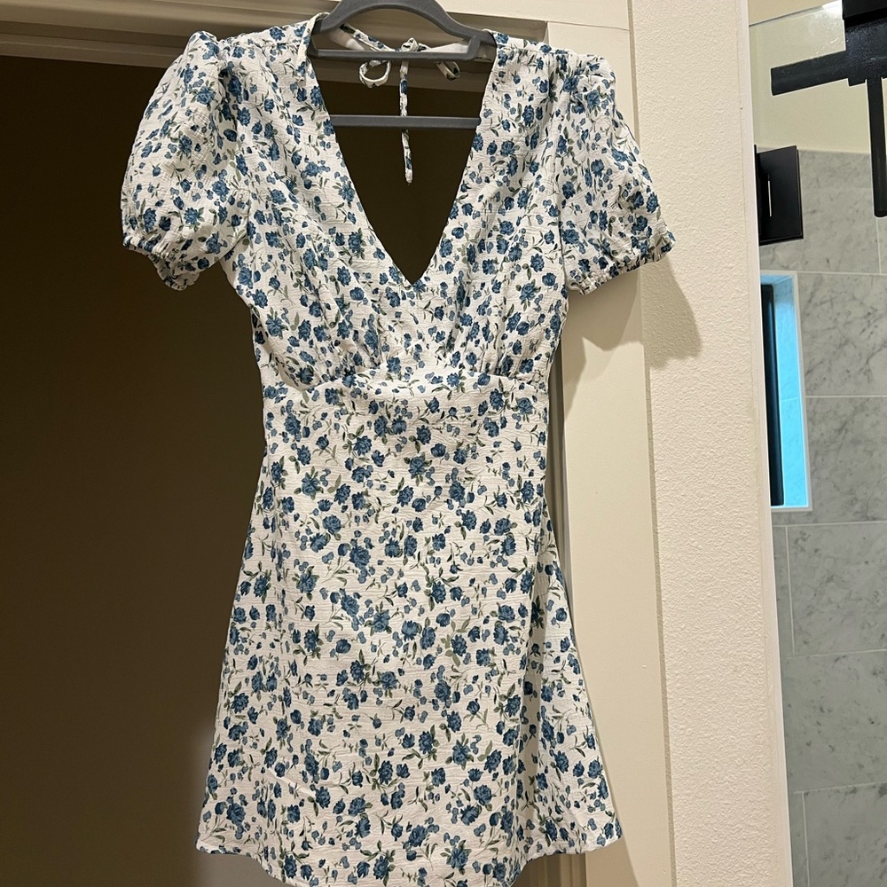 Floral Blue and White Dress